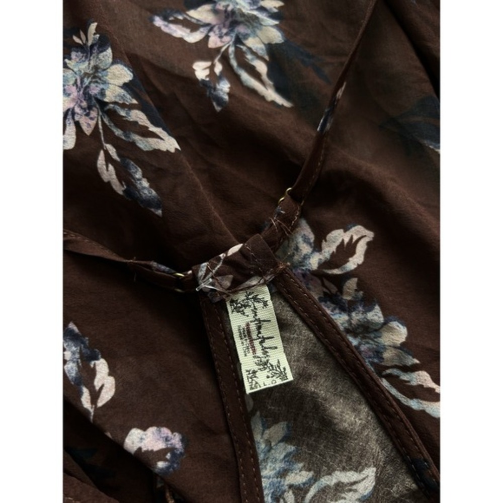 Free People Stop And Stare Maxi Slip Chocolate Combo Size Large Floral‎ - Picture 13 of 13